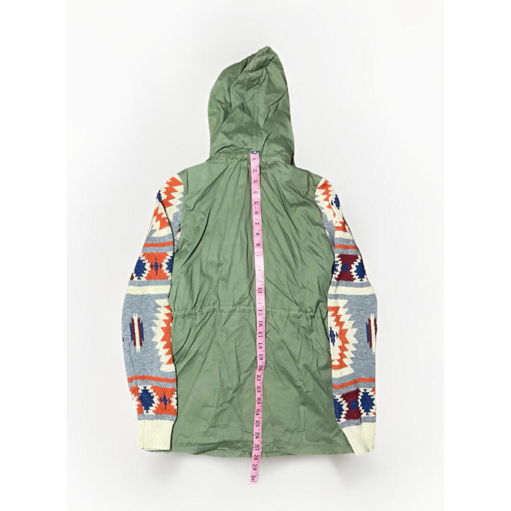 Thread & Supply Green Aztec Sleeve Hooded Utility Jacket Small Boho Western - Picture 9 of 10